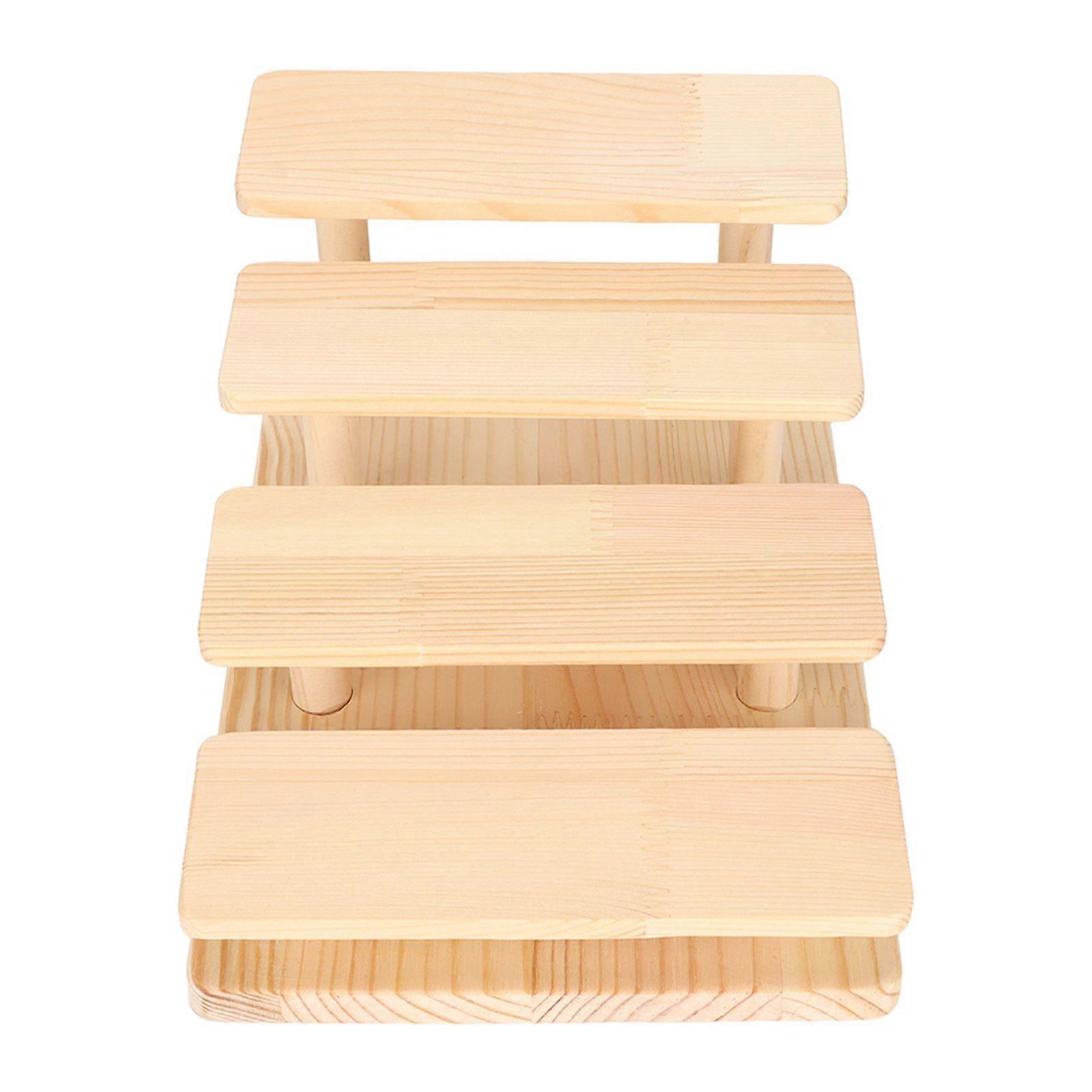 Eyeglasses Frame Stand Log Material Storage Display Function Multiple Heights Rustic Style Wooden Glasses Holder 4 Layers