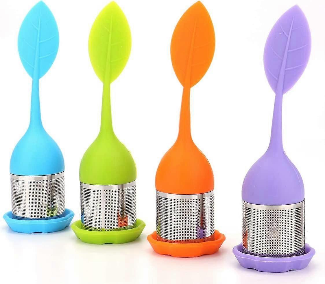 Extra Fine Mesh Tea Infuser For Loose Leaf Tea Stainless Steel Tea Strainers Tea Filters With Bpa-free Silicone Handle And Drip Tray For Tea Cups, Mug