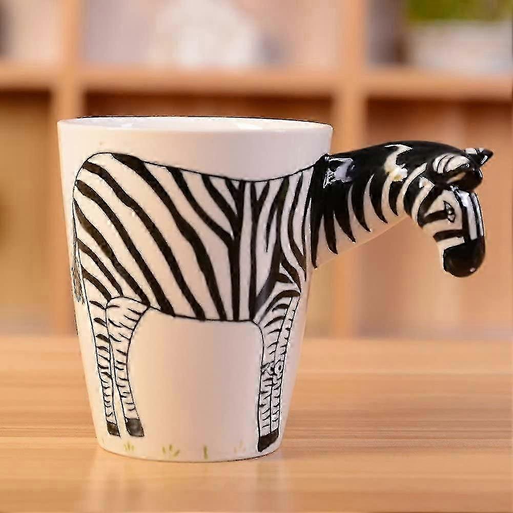 3d Ceramic Animal Pattern Hand Painted Ceramic Coffee Mug (zebra)