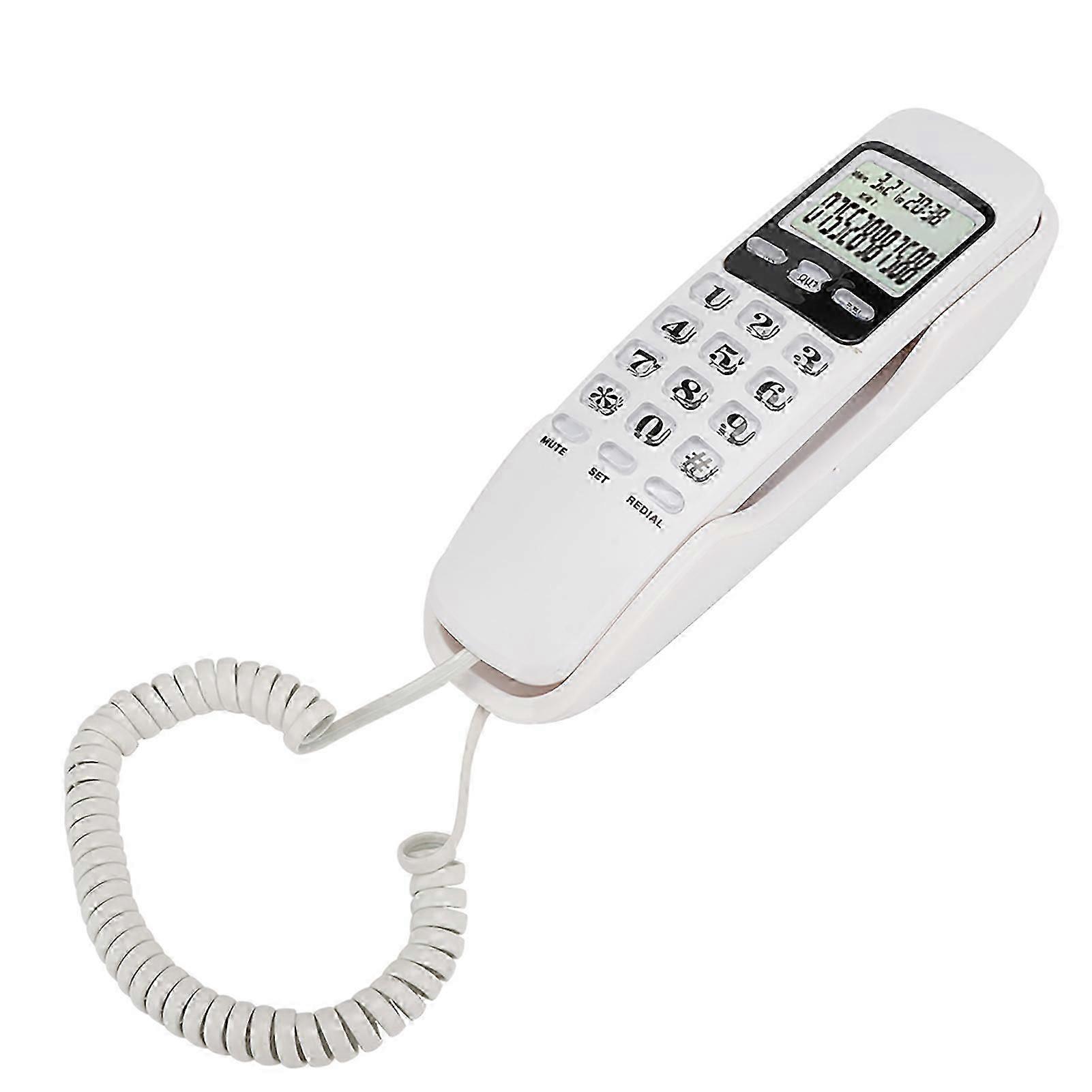 Kx-t888cid English White Lcd Dispaly Telephone Mini Wall Landline With Dual Caller Id System