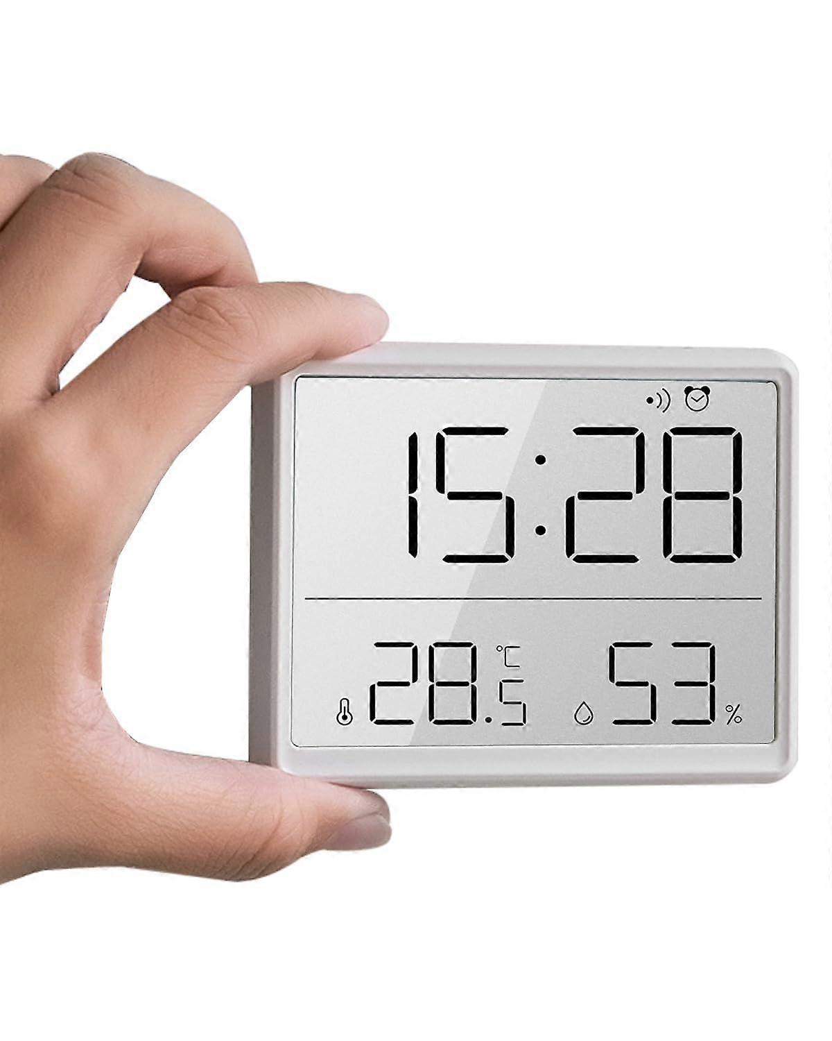 White smart digital alarm clock with magnetic attraction