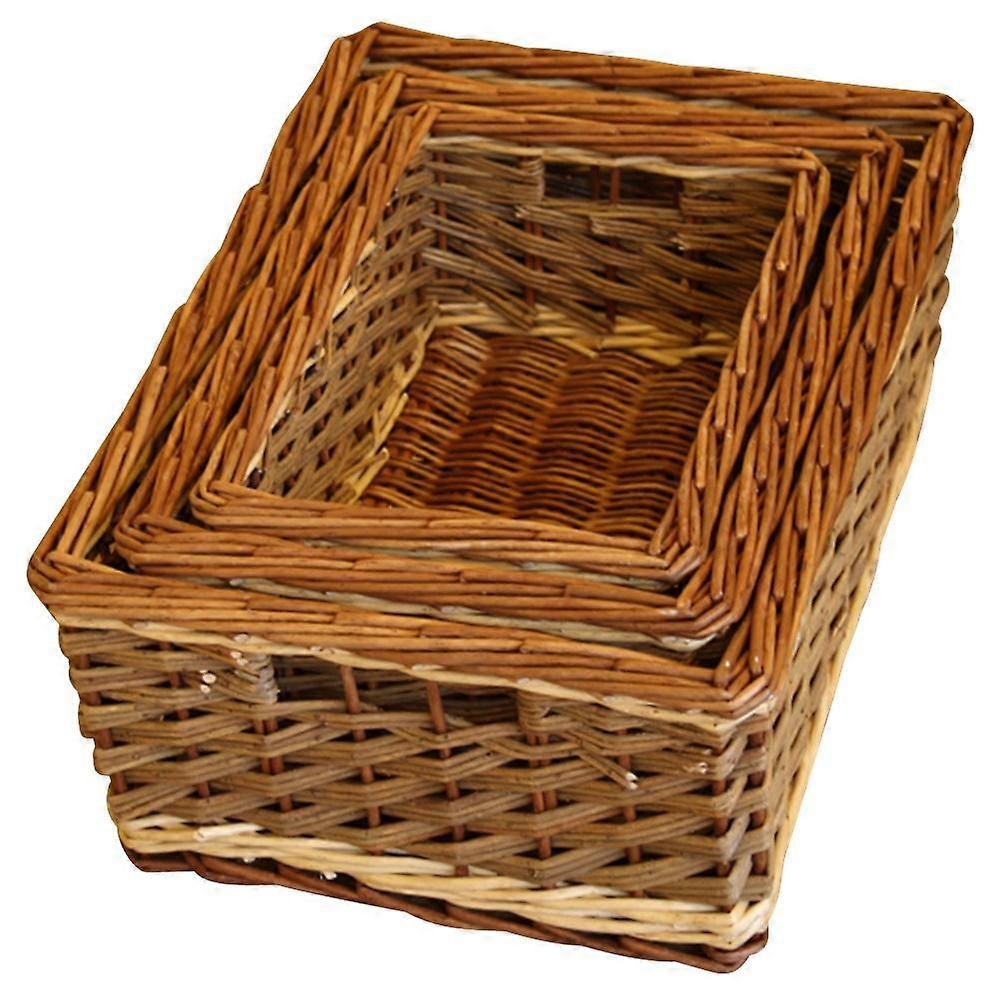 Set Of 3 Bamford Wicker Serving Trays