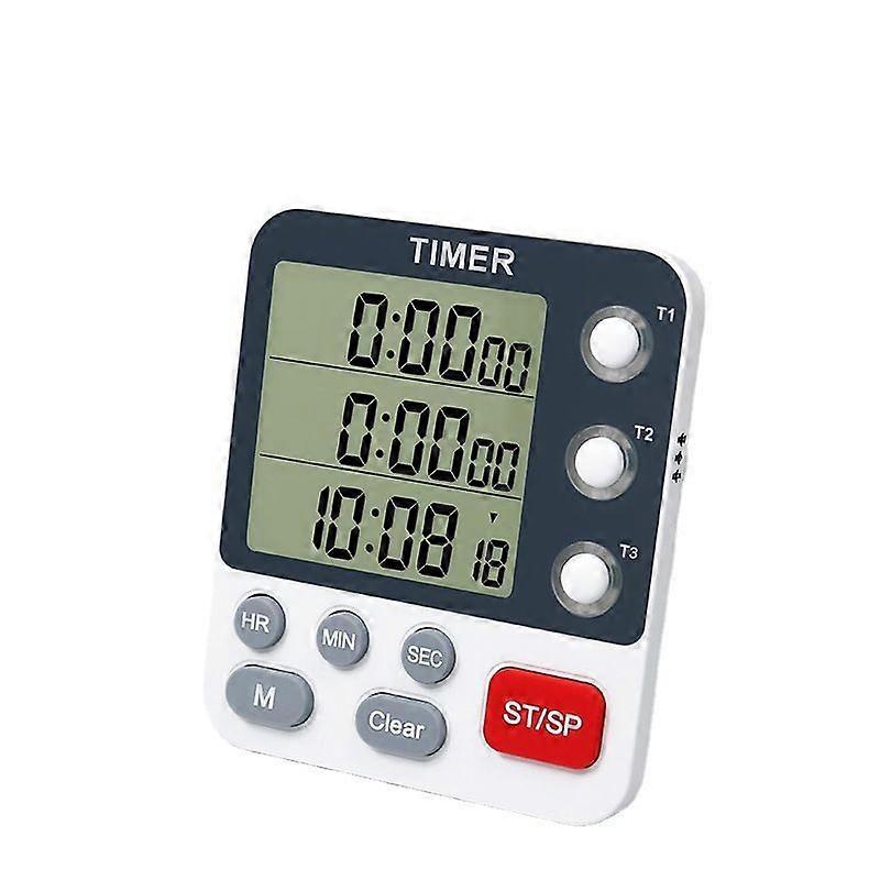 Digital Dual Kitchen Timer, 3 Channels Count Up/Down Timer, Cooking Timer, Large Display, Loud Volume Alarm and Flashing Light with Magnetic Back, Sta