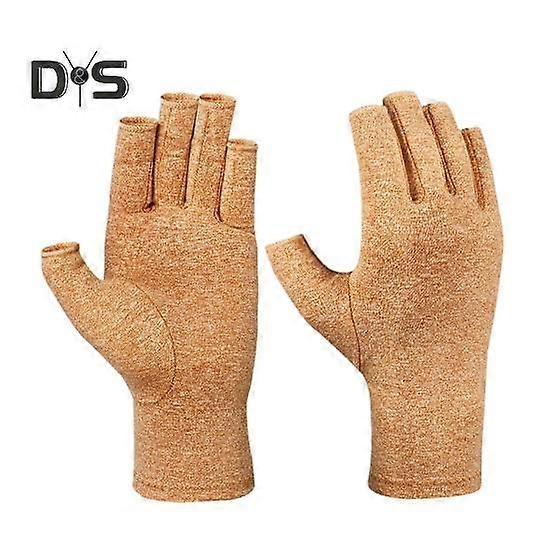 1 Pair Health Care Gloves Balanced Pressure Elastic Wrap Lightweight Neat Seams Half-Finger Design for Cycling Driving Fitness Touchscreen Mountain