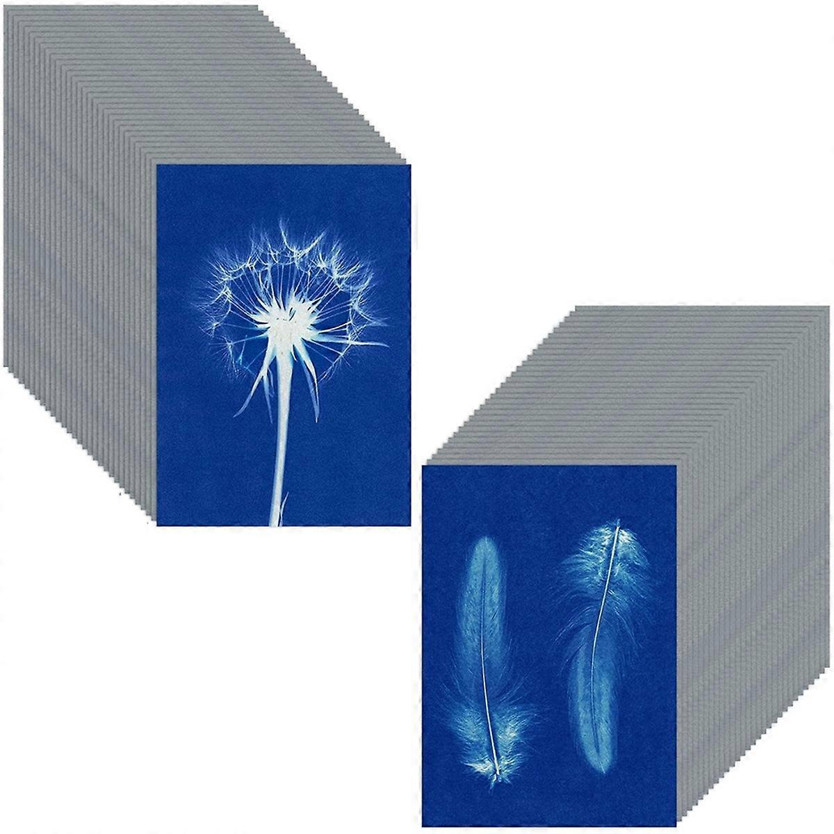 60 Sheets Sun Print Paper Cyanotype Paper Kit, A5 Sun Art Paper