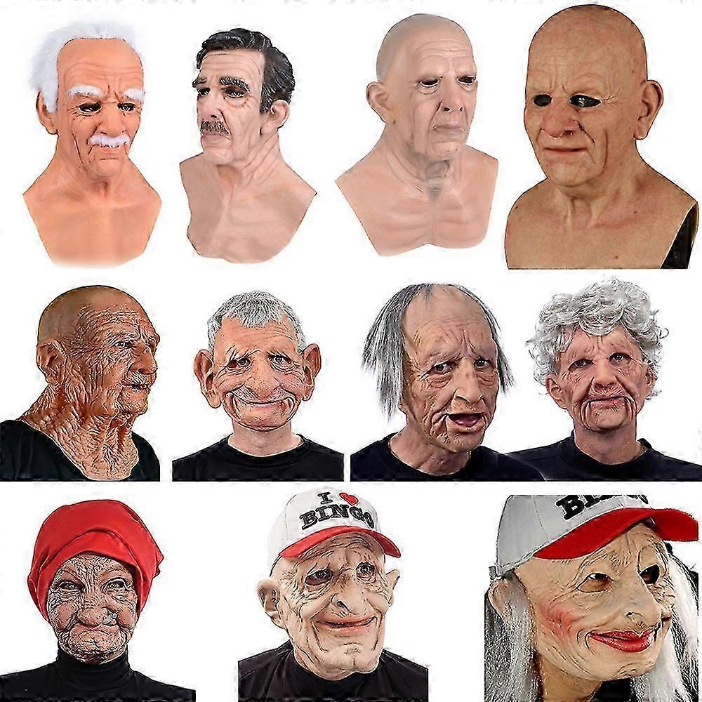 Old Man Mask - Realistická halloweenska latexová maska na tvár ľudskej vrásky