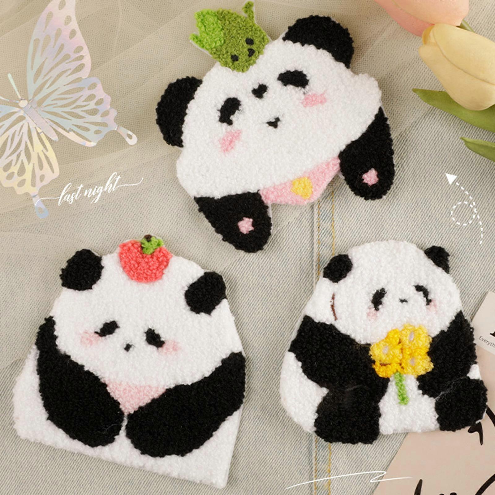 3 ks Kreslené Panda Žehličkové záplaty Nášivky Opravné záplaty pro zvířata Vyšívací záplaty pro dekoraci tašky na prádlo