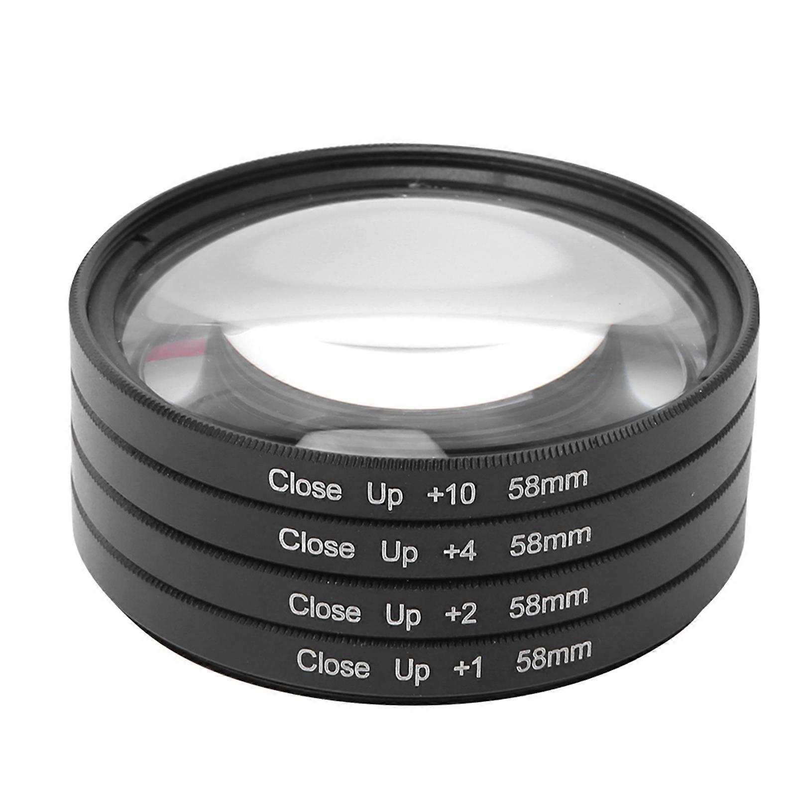 Optical Glass Macro Lens Filter Kit +1 +2 +4 +10 58mm for Canon Nikon Sony Cameras