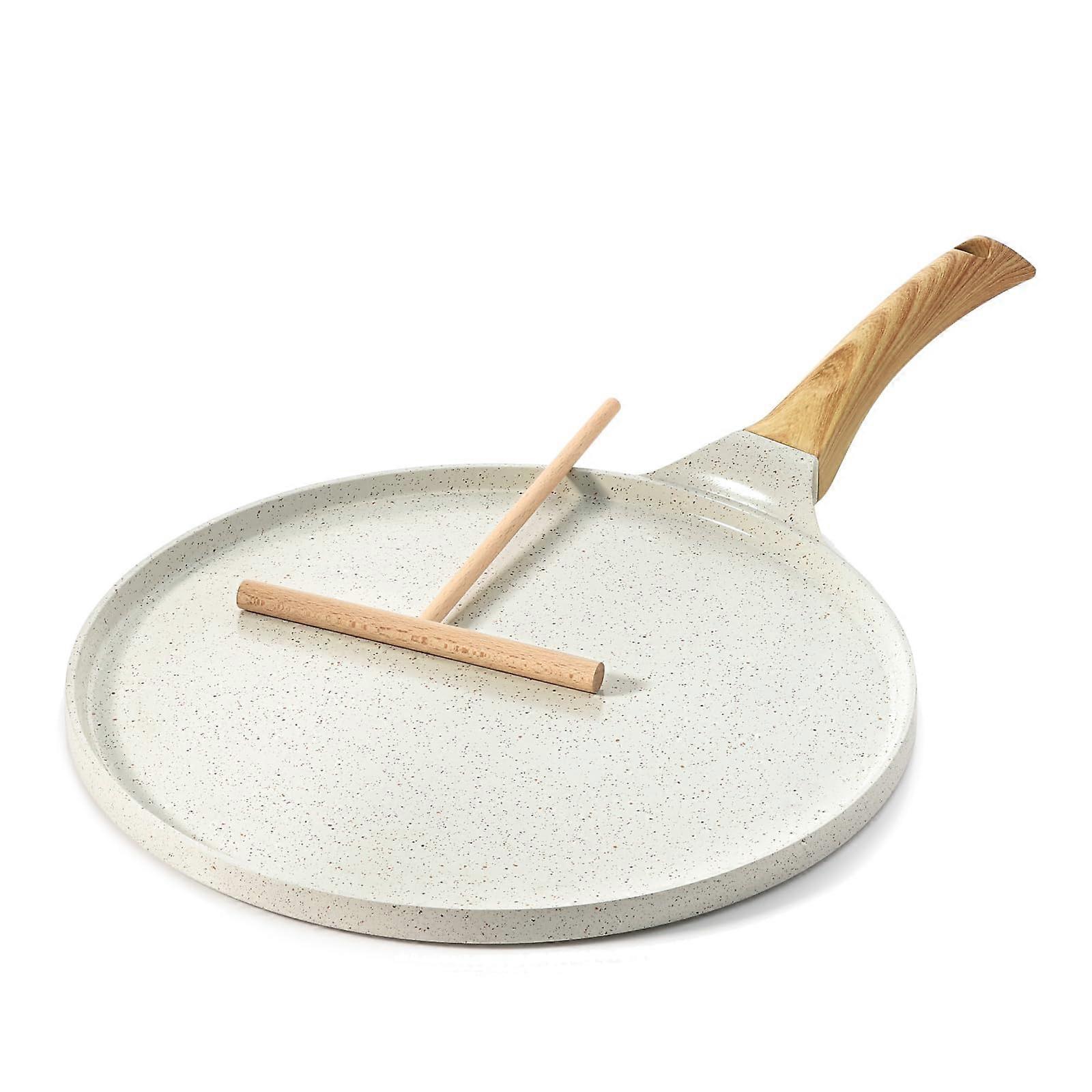 Crepe Pan with Nonstick Natural Ceramic Coating Stay-Cool Handle Induction Compatible PFOA Free for Cooking Baking 10-Inch