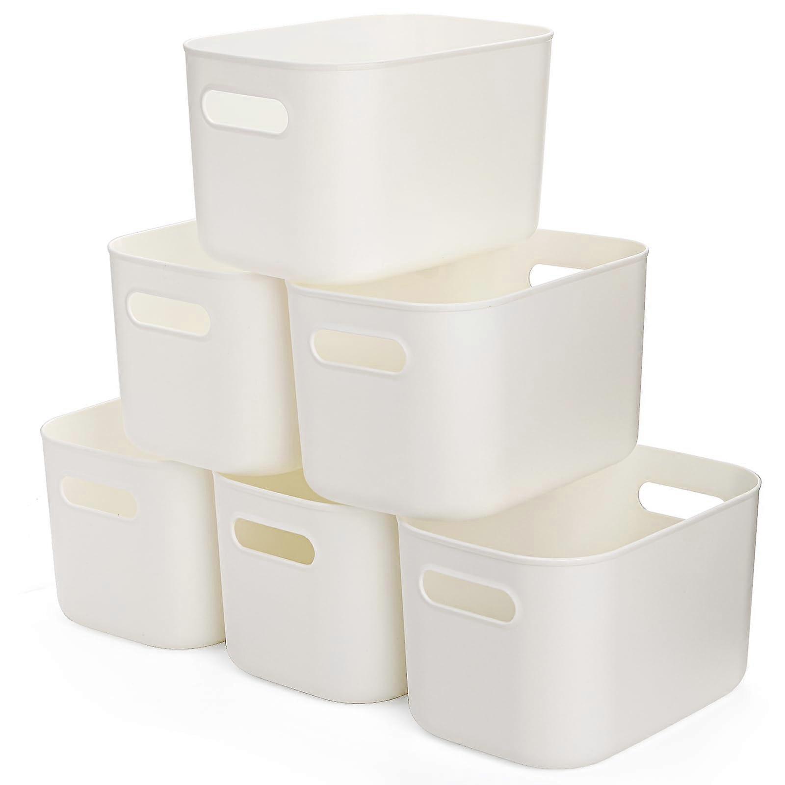 6 Pack Plastic Storage Bins for Bathroom and Kitchen Organization, Stackable, Clear, Durable, Multi-Use Containers