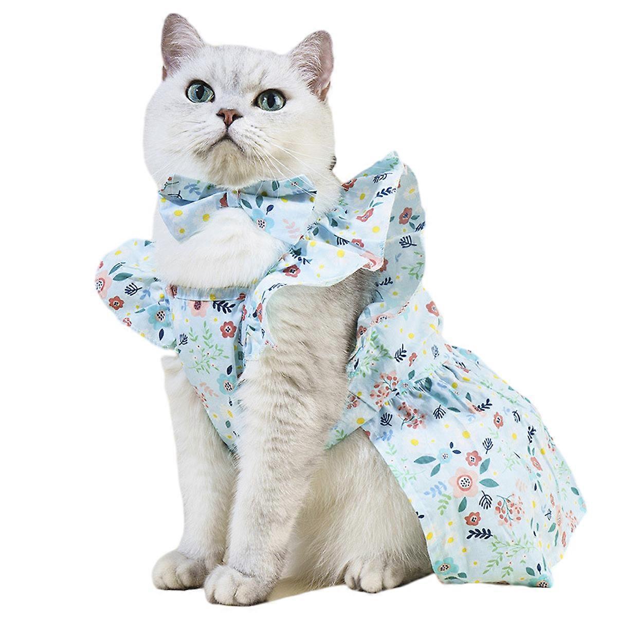 花柄犬猫ドレスフリルトリムペットプリンセスドレスリーシュリングと犬蝶結び子犬チュチュスカートかわいいヨーキーポメラニアンチワワドレスペット