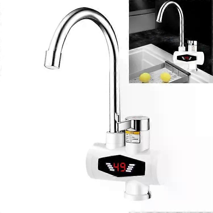 Electric Hot Water Faucet-Instant Heating,Digital Display,EU Plug,Large Elbow