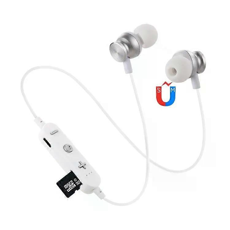 Bluetooth Headset-F17 Hanging Neck,Music Play,Volume Control,Silver Silver