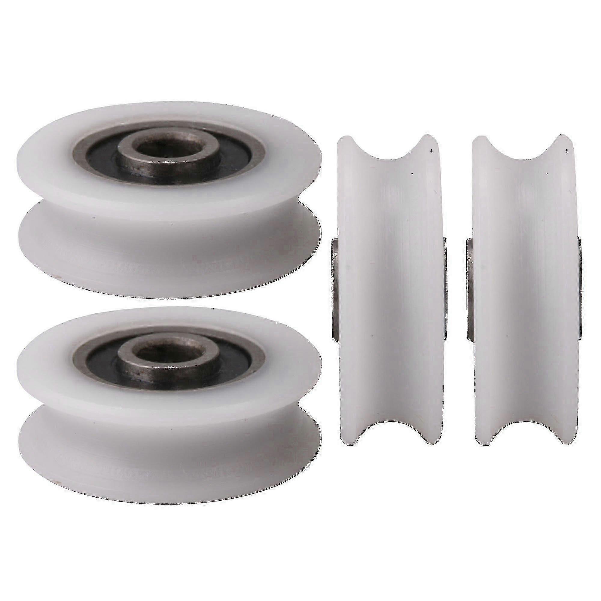4pcs 4x20x6.5x7.4mm White Inner Dia 4mm U-groove Nylon Pulley Wheel For Sliding Door Edition a