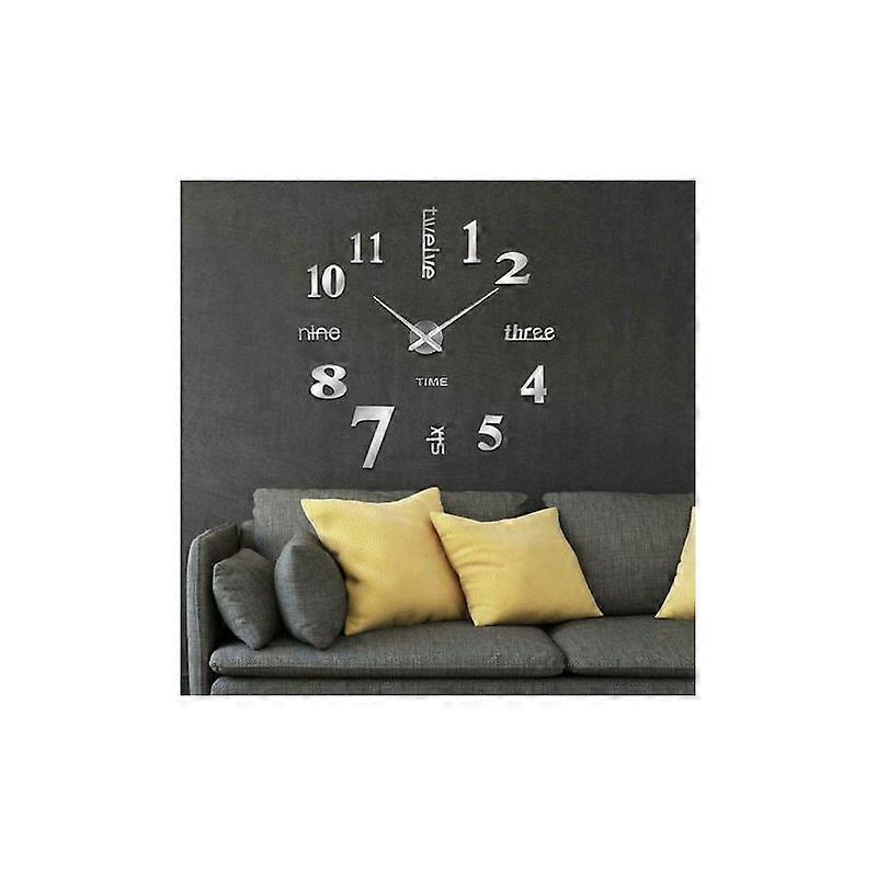 3D mirror art personality wall clock (local silver)