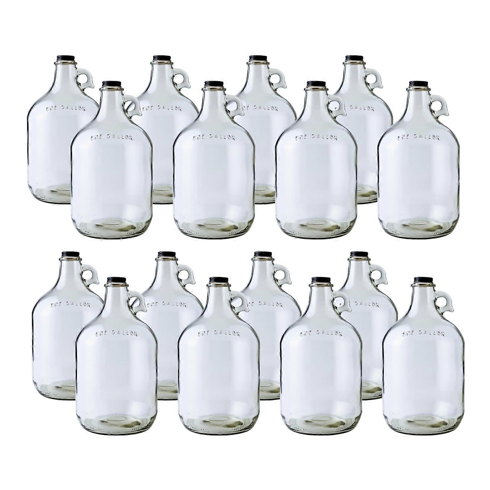 إبريق زجاجي سعة 1 جالون مع غطاء لولبي معدني أسود مقاس 38 مم من 16 إبريق زجاجي فاخر لصنع المستلزمات والتخمير واحتياجات التخمير