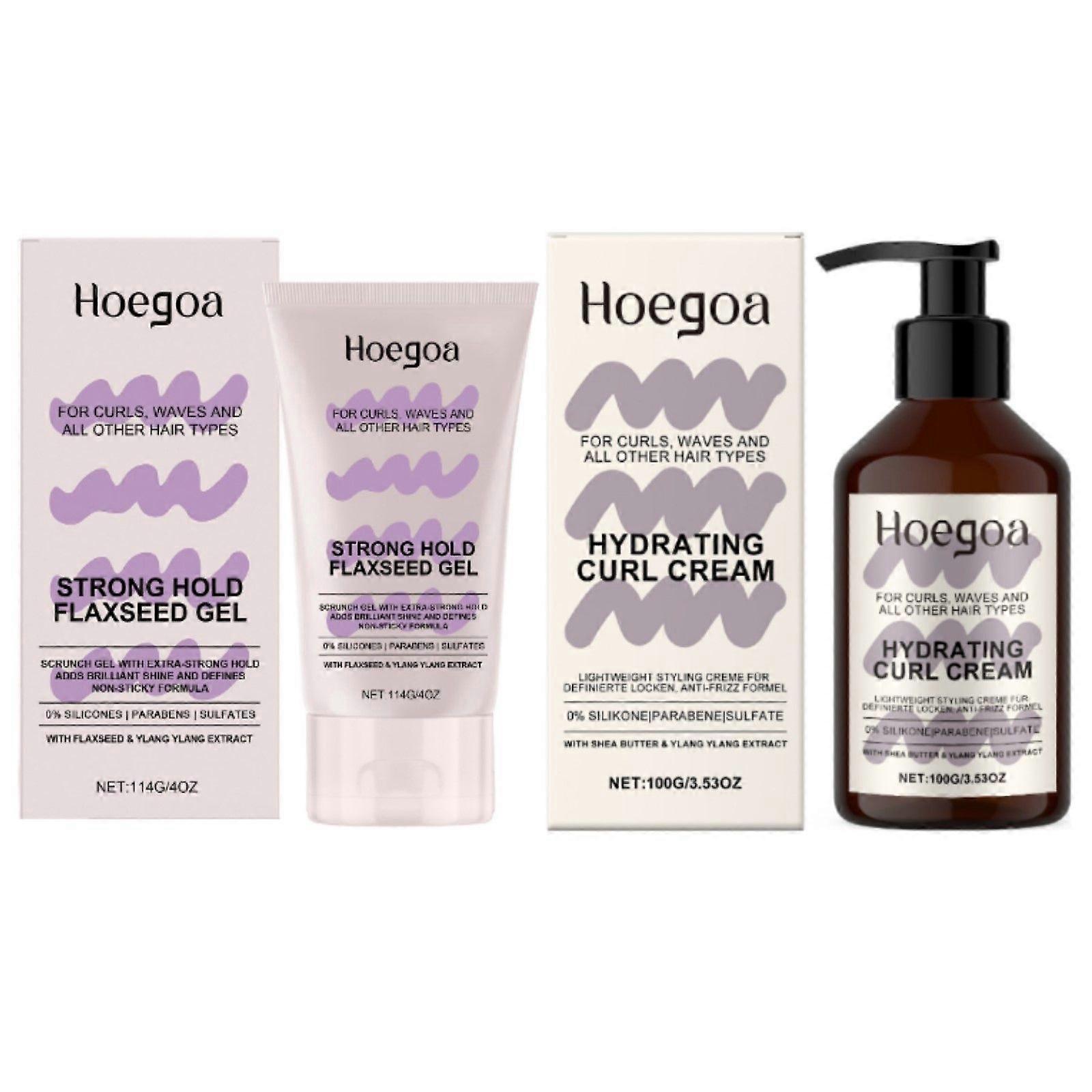 Curls Strong Hold Gel + Hydrating Curl Cream Set, Long-lasting Extra Strong Scrunch Gel for Defined Curls, Curl Cream for Smooth & Defined Curls, Anti
