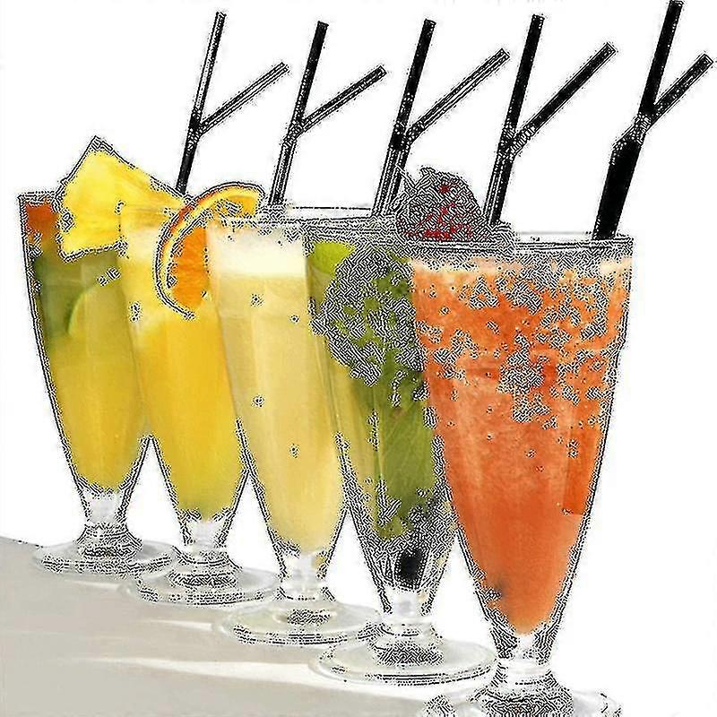 500/200/100pcs Flexible Bendy Black Drinking Straws Plastic Disposable Straws