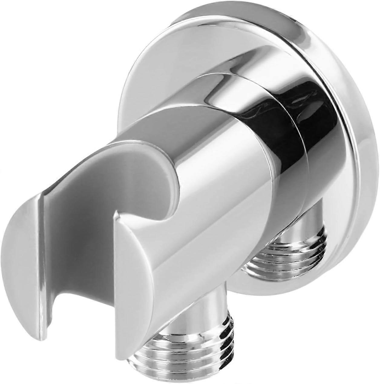 Chrome hose connector with hand shower holder, universal shower holder, easy to install