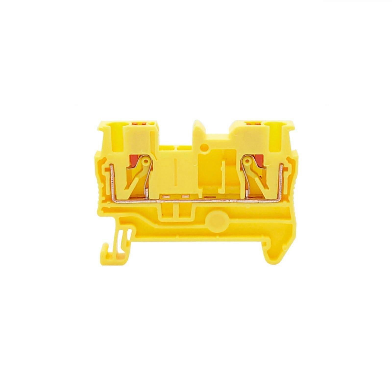 100PCS PT2.5 Pushin Termin Spring Cable Screwless Electrical 2.5mm NS35 DIN Rail Terminal Block PT 2.5(Yellow)