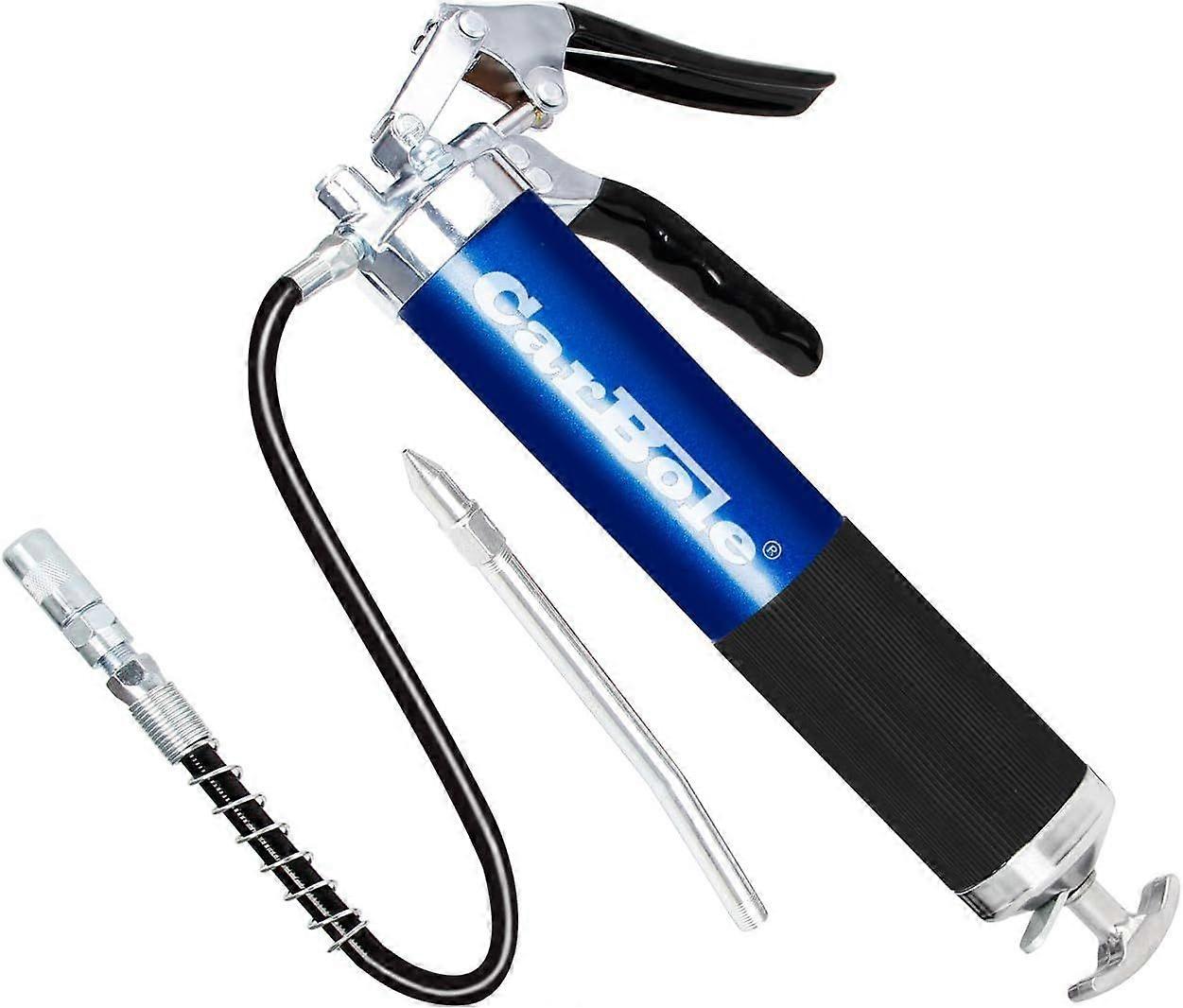 Manual Grease Pump,8000 PSI Professional Heavy Duty Grease Gun with 18" Flexible Hose  6" Rigid Extension  Pointed Nozzle (Blue)