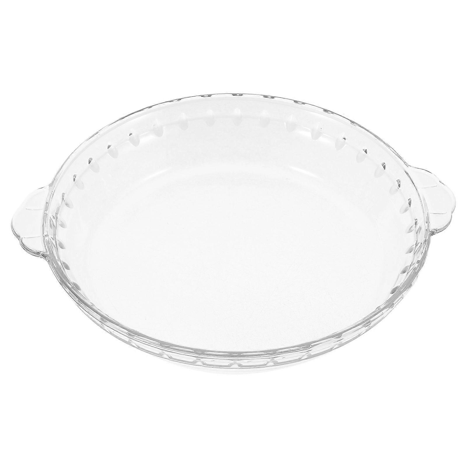 Glass Pie Pan For Baking Round Baking Dish For Dinner Non-Stick Pie Plate With Soft Wave Edge For Apple Pie Pumpkin Pie Pot Pies Transparent 9 Inches