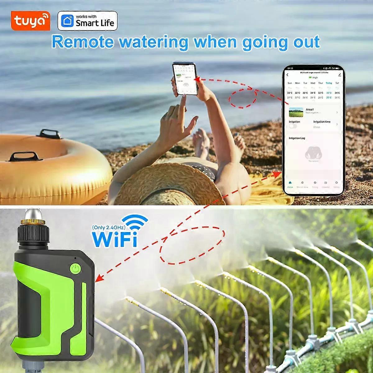 Tuya Smart Sprinkler Timer,2.4G WiFi Garden Hose Watering System, Outdoor Water Timer Programmable,With App RemoteControl/Alexa