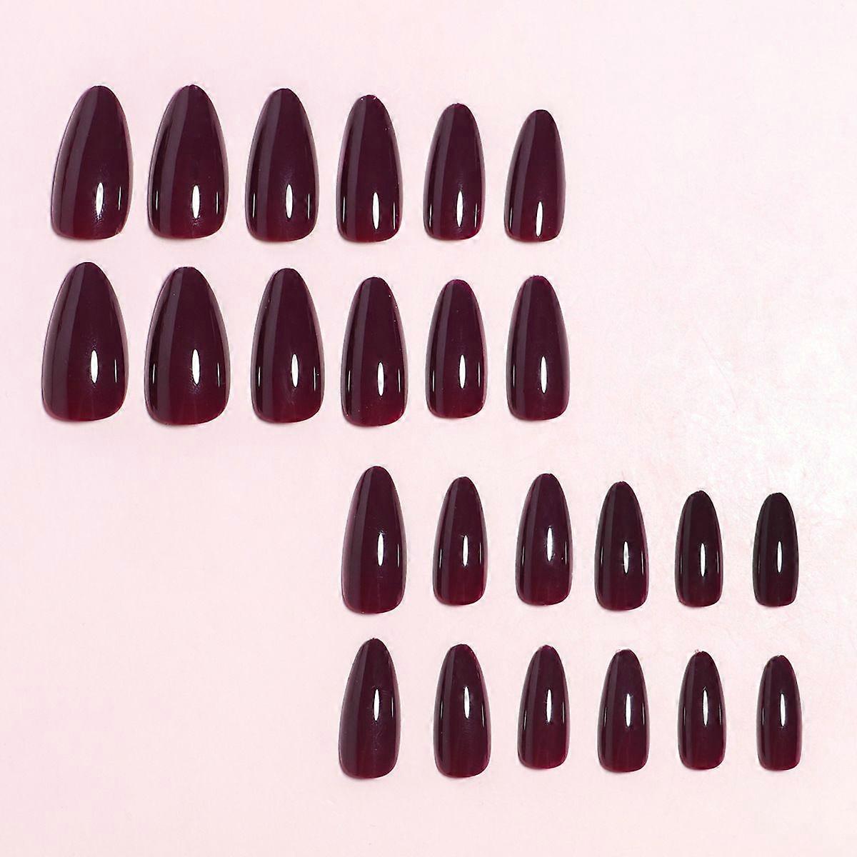 24pcs Wine Red Almond Nail Slices - Boxed