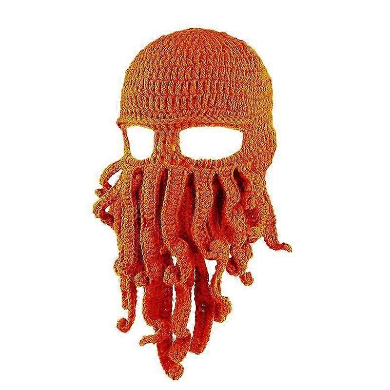 Tentacle Octopus Knit Hat Hat Cap Wind Ski Mask (orange)
