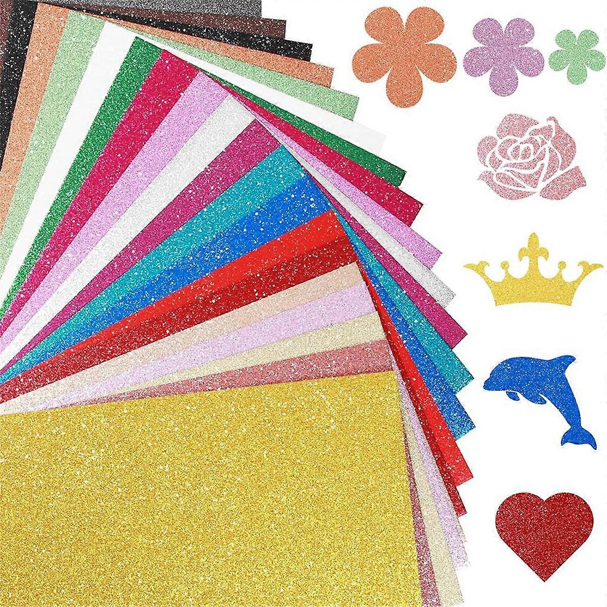 40 Sheets 20 Colors Glitter Cardstock, 250GSM A5 Glitter Paper No-Shed Thick Sparkly Card Stock, Sh
