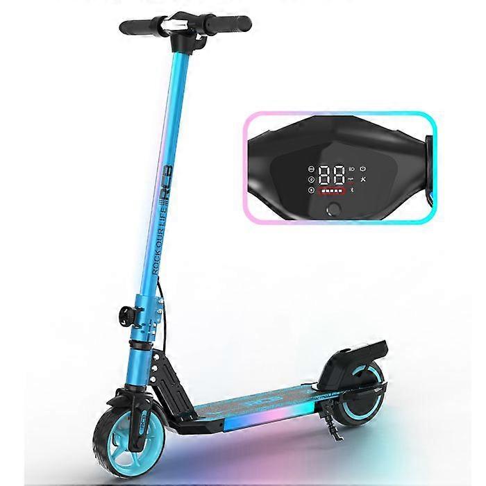 RCB R12 Hopfällbar Elscooter för Barn - Digital Display - Färgglada Neonfärger - Supergåva Blå