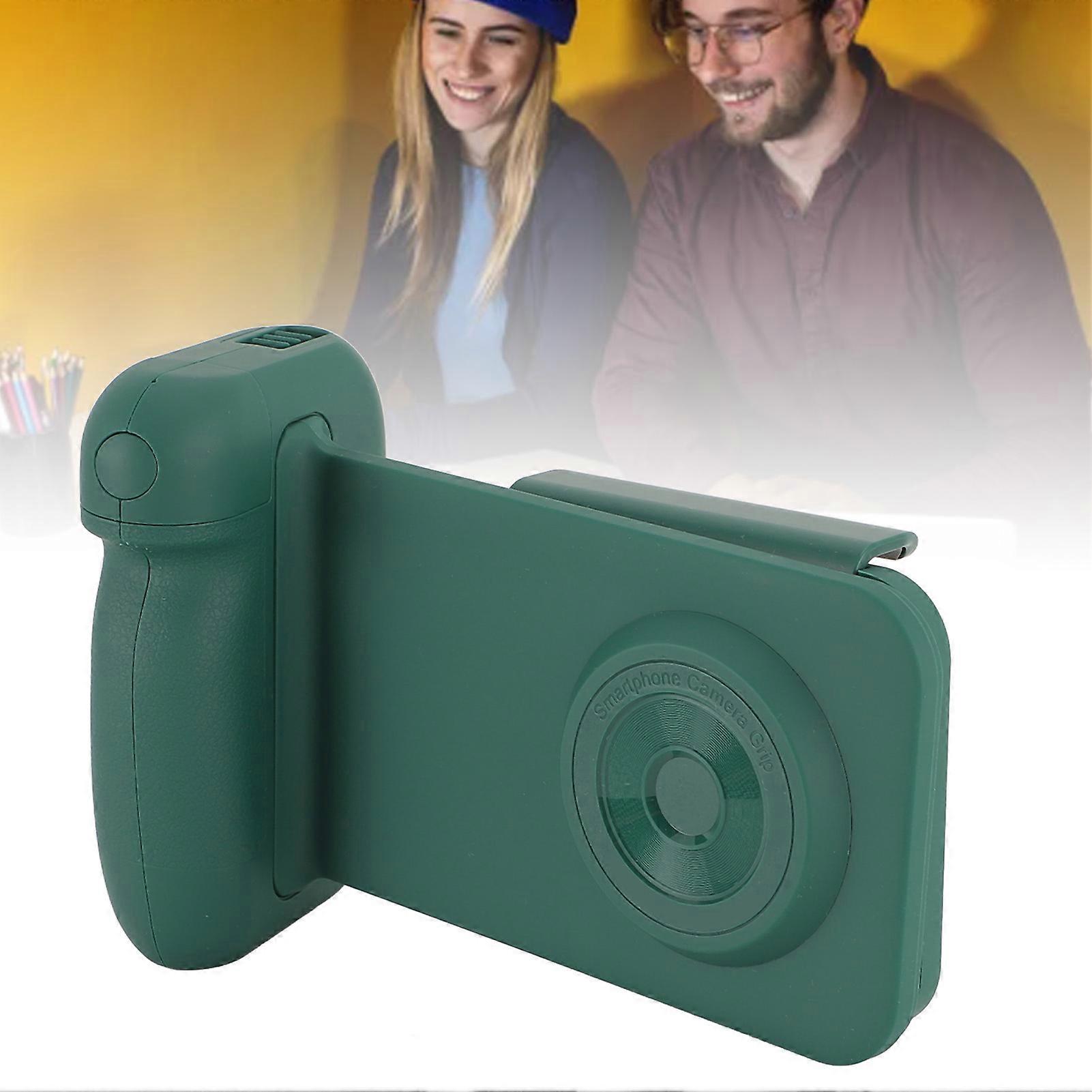 Phone Camera Grip Magnetic BT Wireless Shutter Remote Control 5200mAh 90 Degree Rotatable Cold Shoe Expansion Phone Camera Handle for Shooting Green 