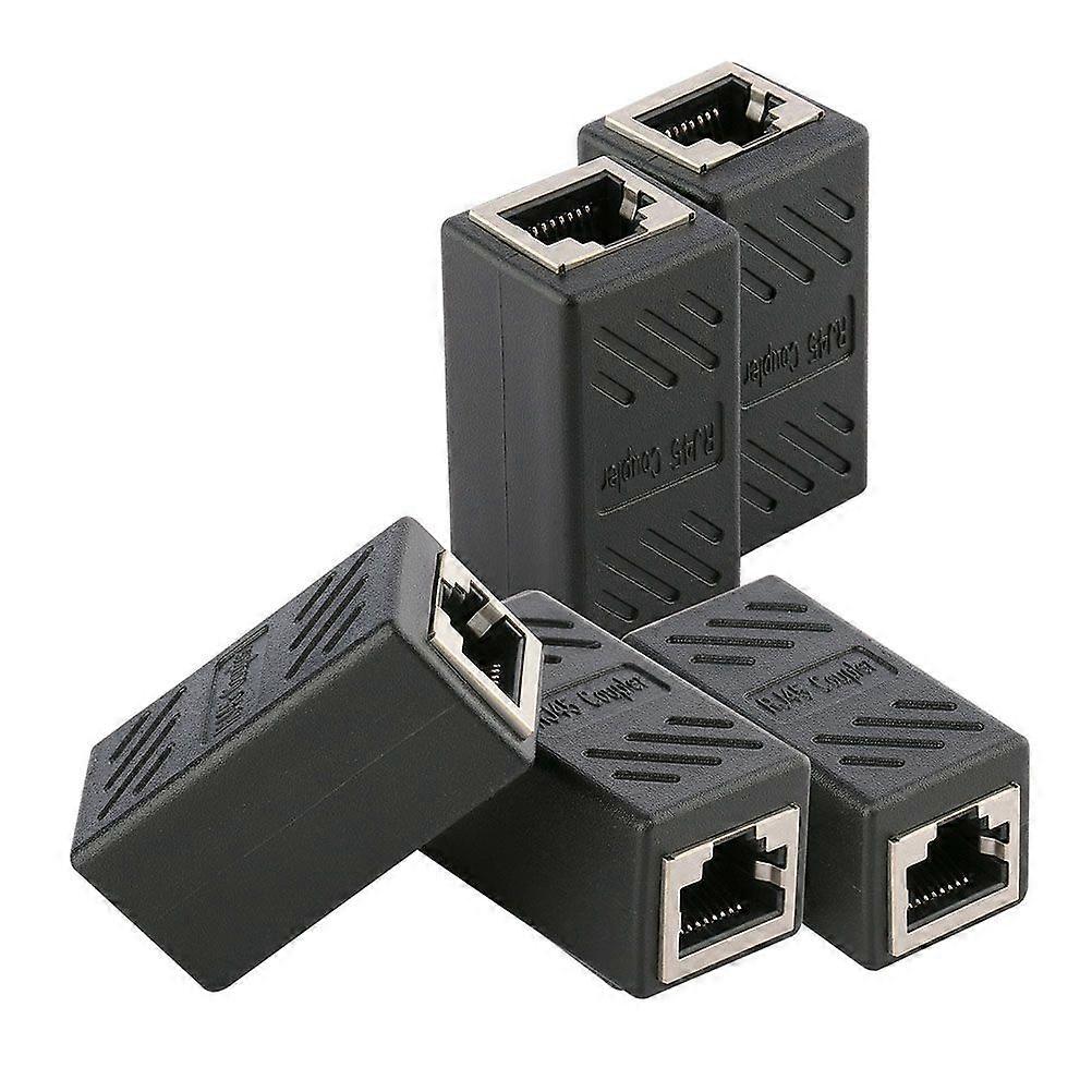 5pcs Ethernet-Kabel Inline-geschirmter RJ45-Koppler Buchse zu Buchse Typ (Schwarz)