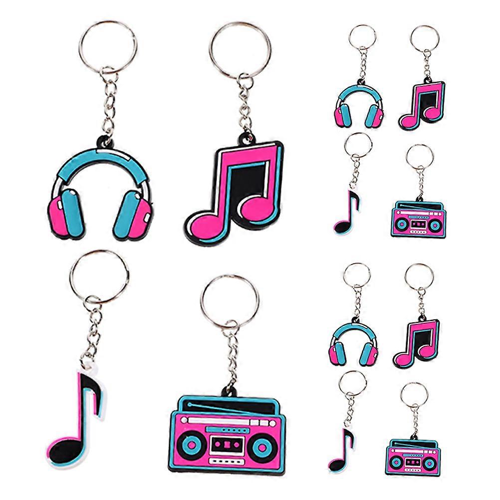 12pcs Retro Music Note Keychains for Dance Parties, Music Birthdays, Concerts – Fun & Functional PVC Party Favors