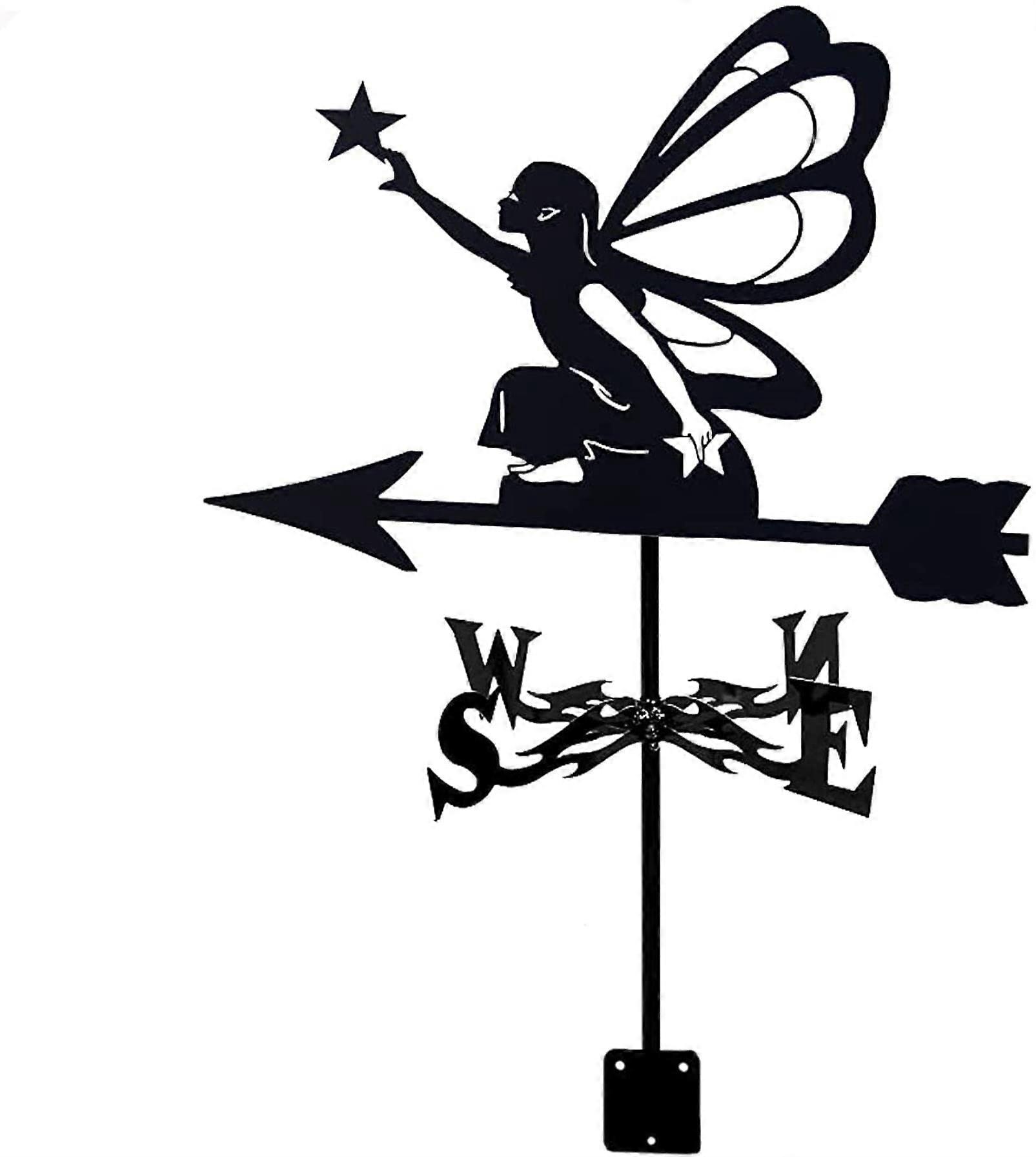 Fairy Weather Vane Stainless Steel with Mounting Bracket for Garden