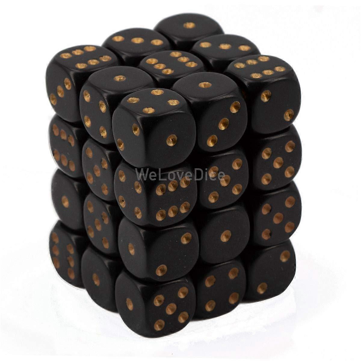 Chessex 25828 Dice-opaque: 36d6 Black/gold Set, Multicolor