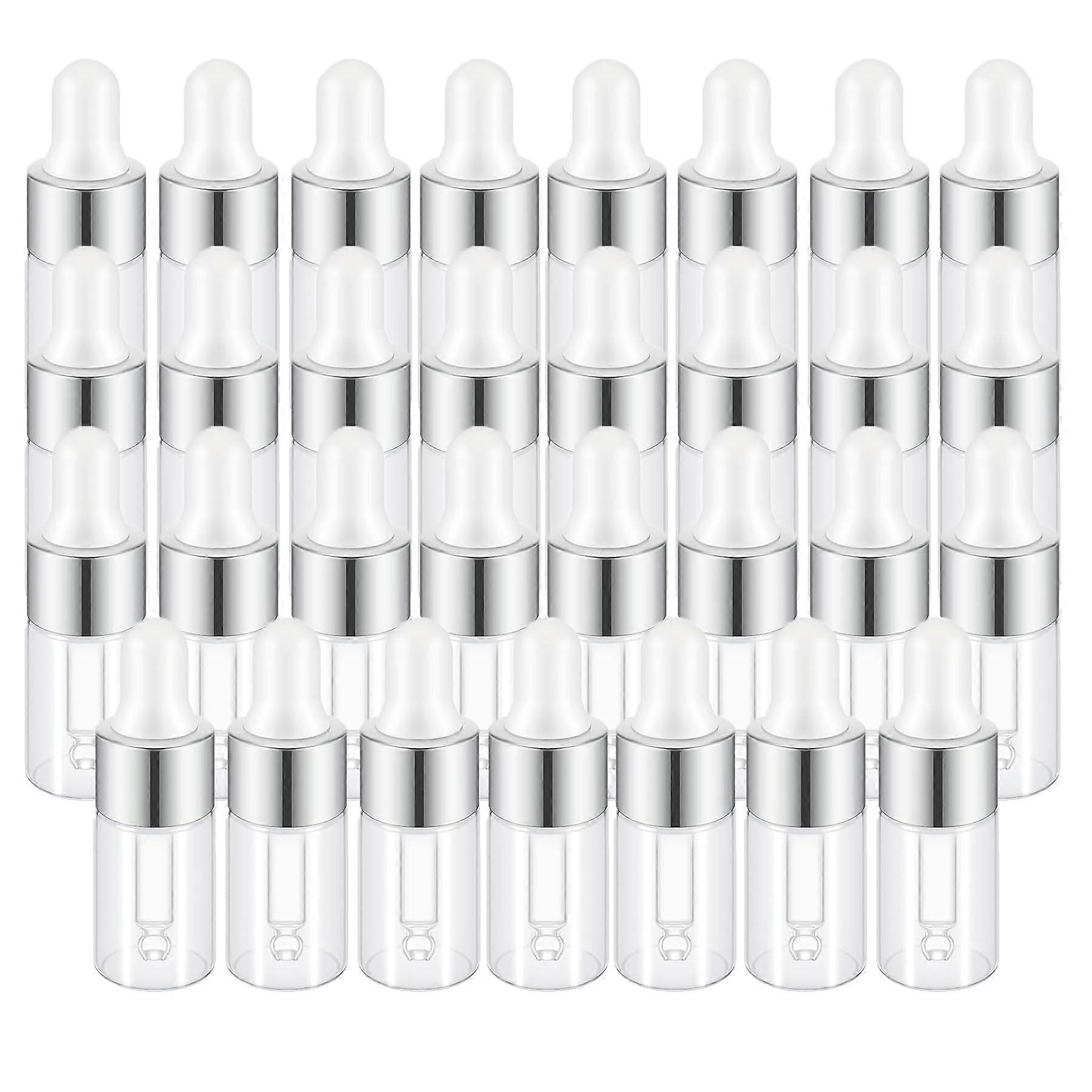 Sample Dropper Bottles, 3ml Mini Dropper Bottles for Travel Essential Oils DIY 50pcs Silver