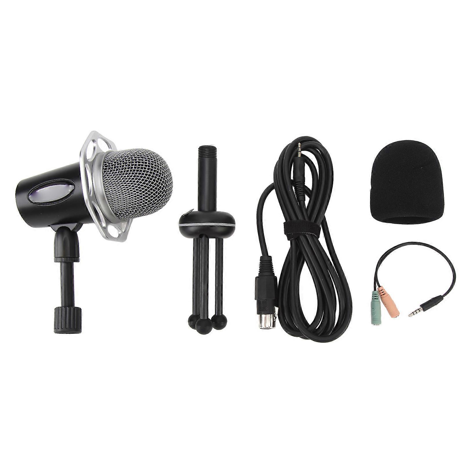 Dynamic Microphone with 3 Pickup Modes - Volume Control, LED Indicator, Built-in Sound Card
