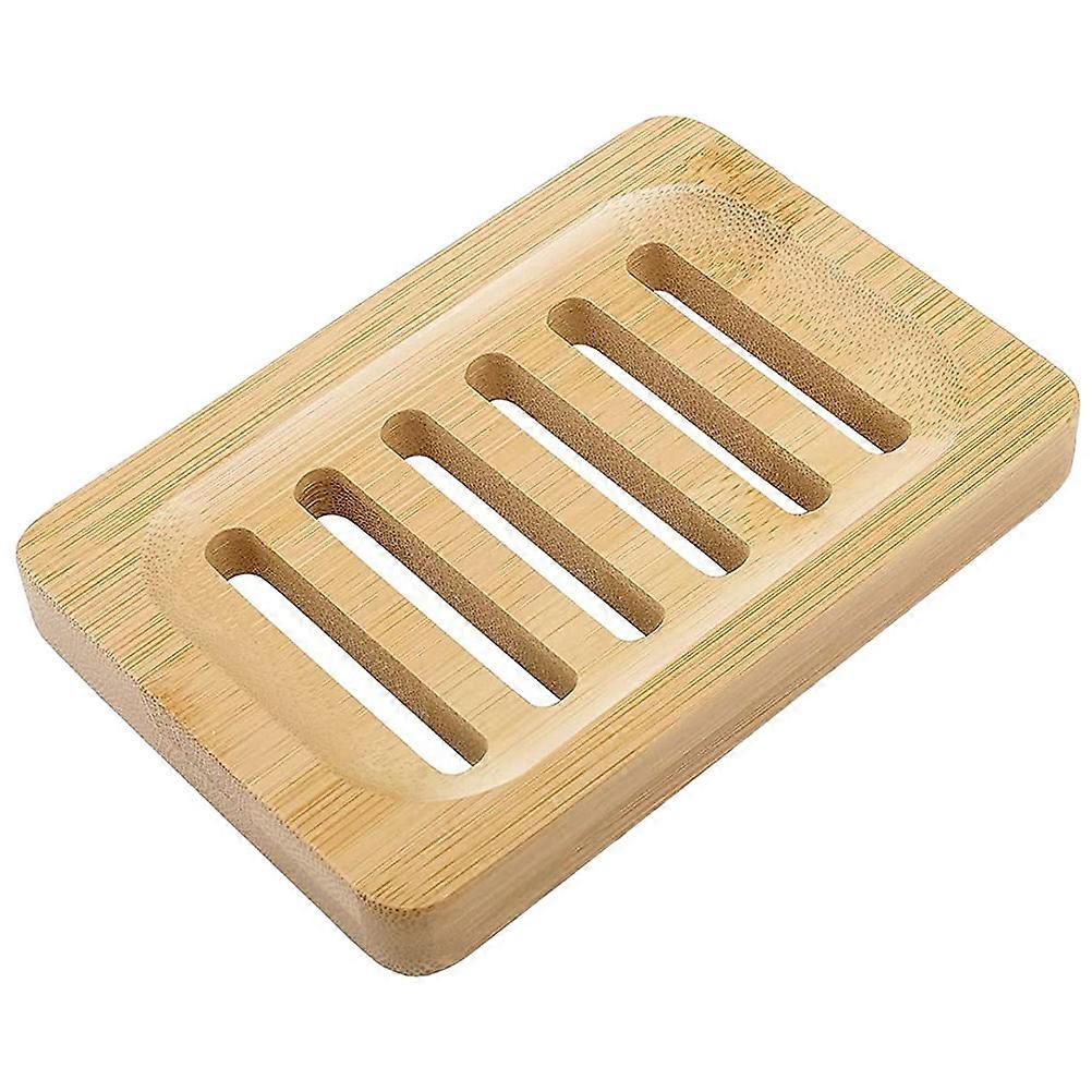 Sink Tray Bamboo Soap Holder Storage Drainage For Bathroom Use Light Brown 13X9CM 1Pack