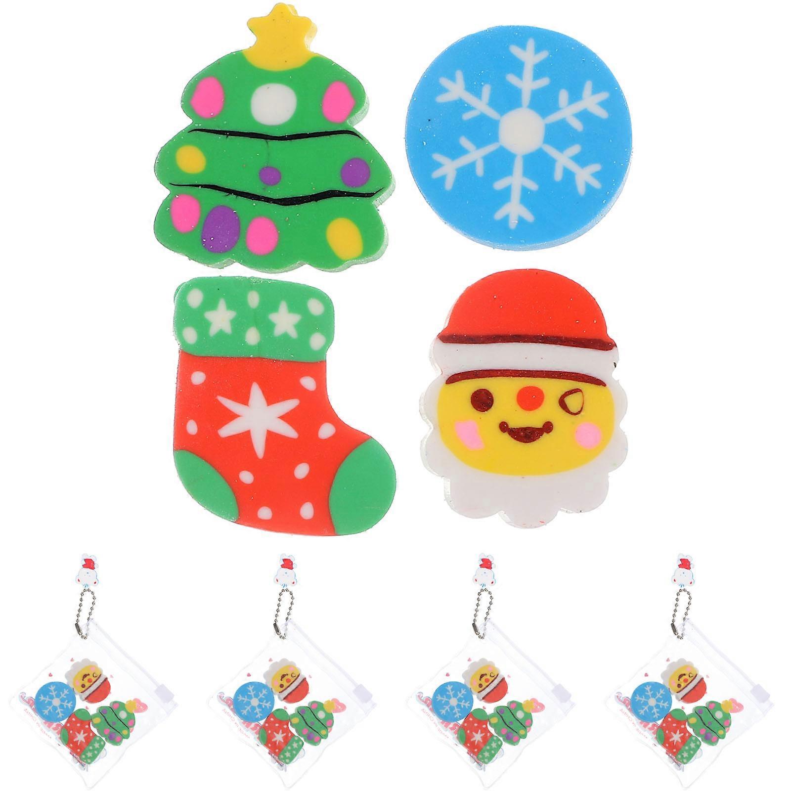 Mini Erasers For Kids Adorable Erasers Christmas Elements Cute Shapes PVC Material Study Supplies 6 Sets