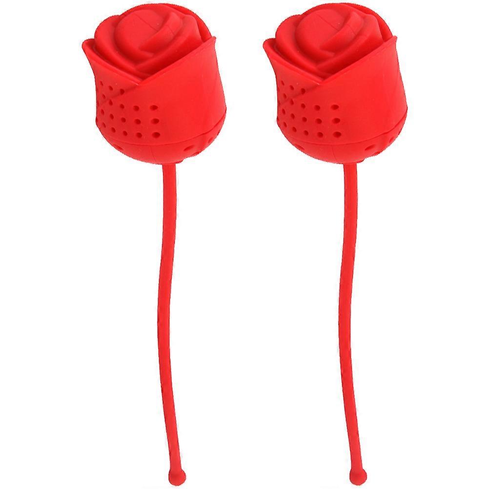 Tea Infuser Loose Leaf Tea Strainer Rose Flower Shape Silicone Practical Design Home Use 2Pcs