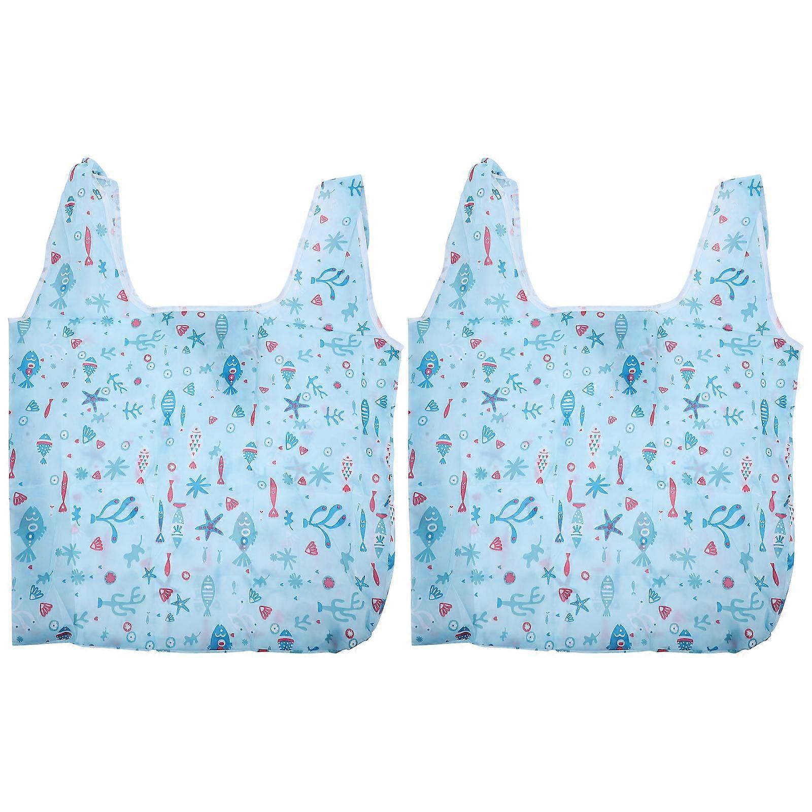 Utility Tote Bag Reusable Tote Storage Pouches Takeaway Sky-Blue 14.54x3.14x22.4in 2Pcs