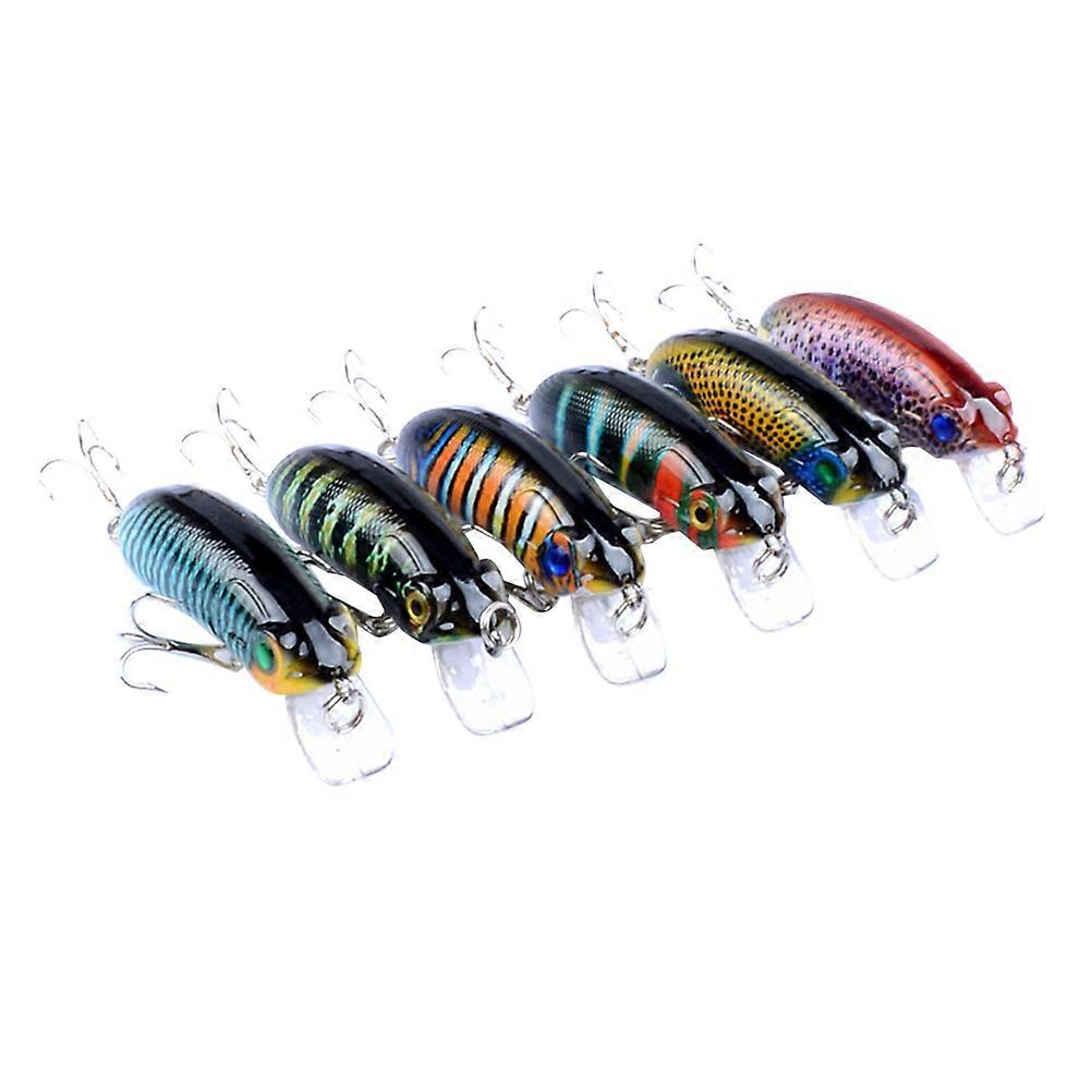 Mackerel Lures Minnow Lure Vivid in Water 6 Pcs 9. Bright Color 6*1CM No Tail Insect Shape for Walleye