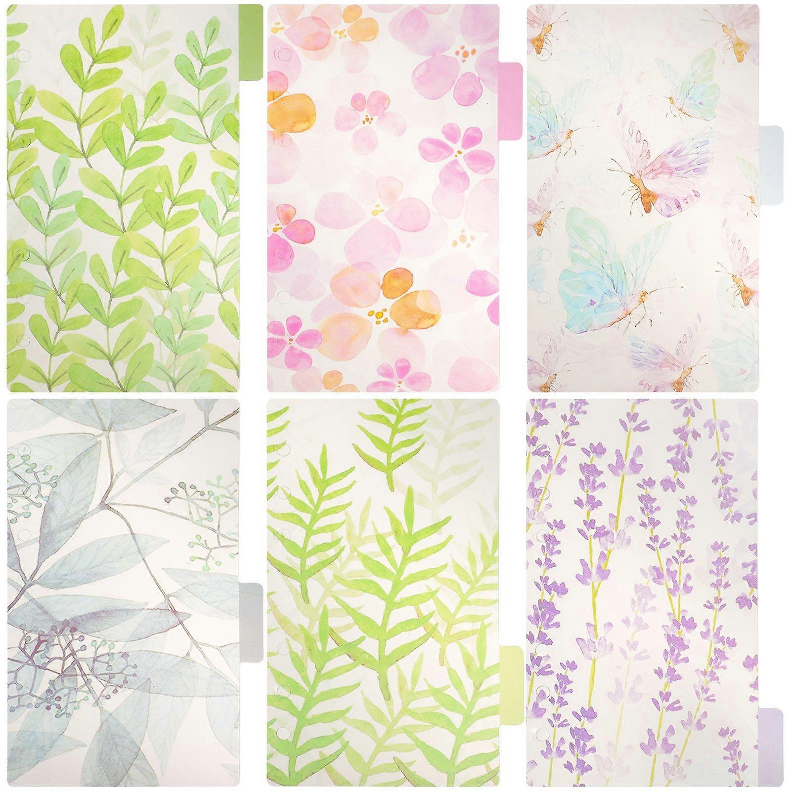 6 Pcs A6 Colorful Six-hole Index Page Classified Lables Transparent Plastic Tab Dividers (Forest Tales Series)