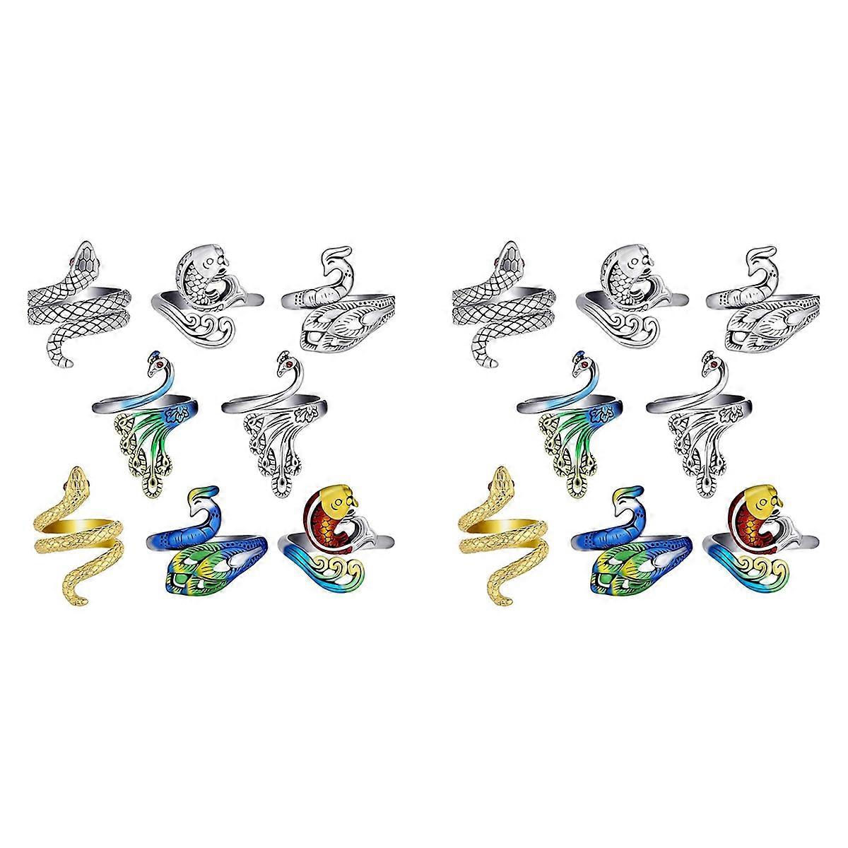 8-Piece Set of Adjustable Knitted Crochet Ring