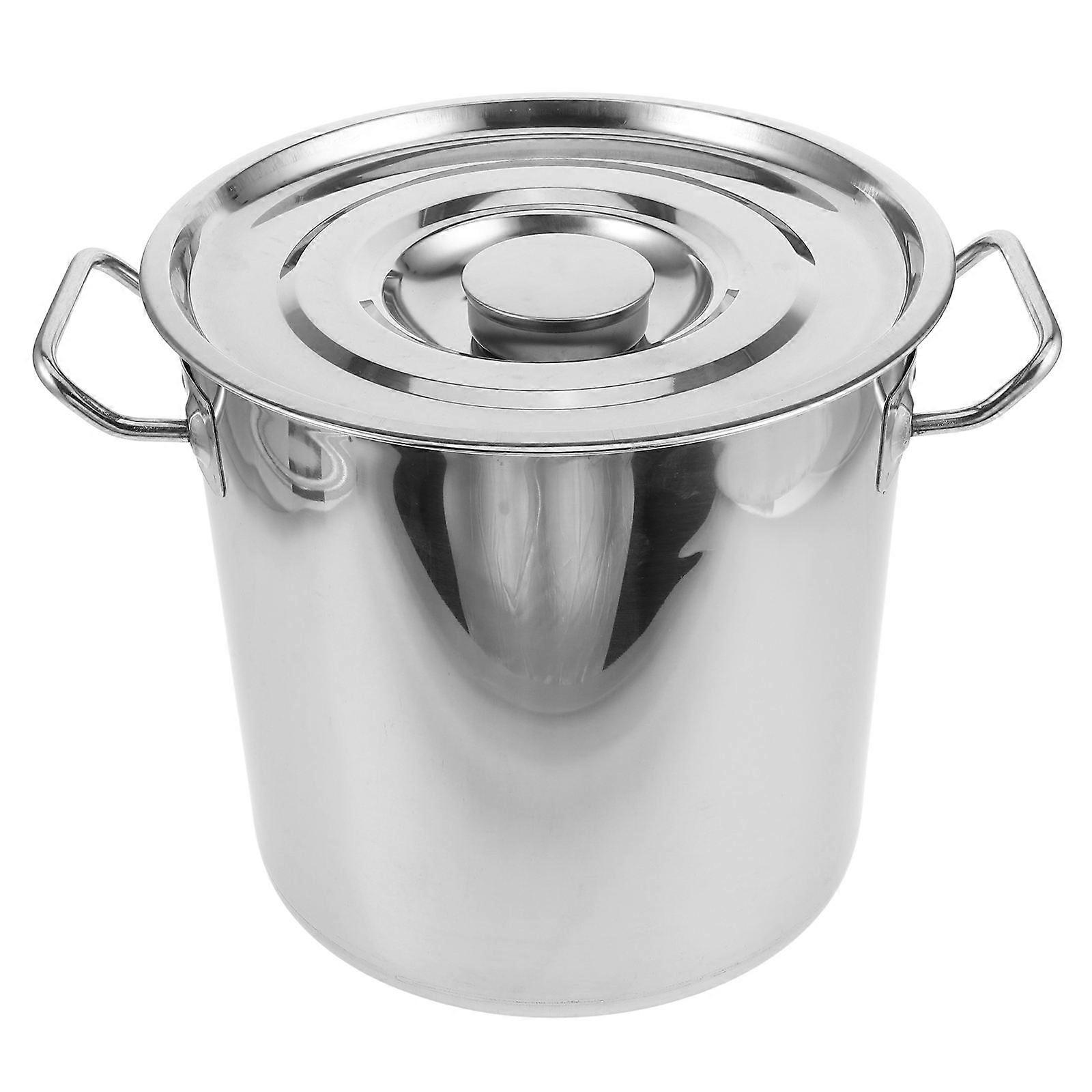 Stainless Steel Thick Stockpot with Lid, Double Handle Multi Use Deep Cooking Pot for Soup, Noodles, Stew, and Seafood