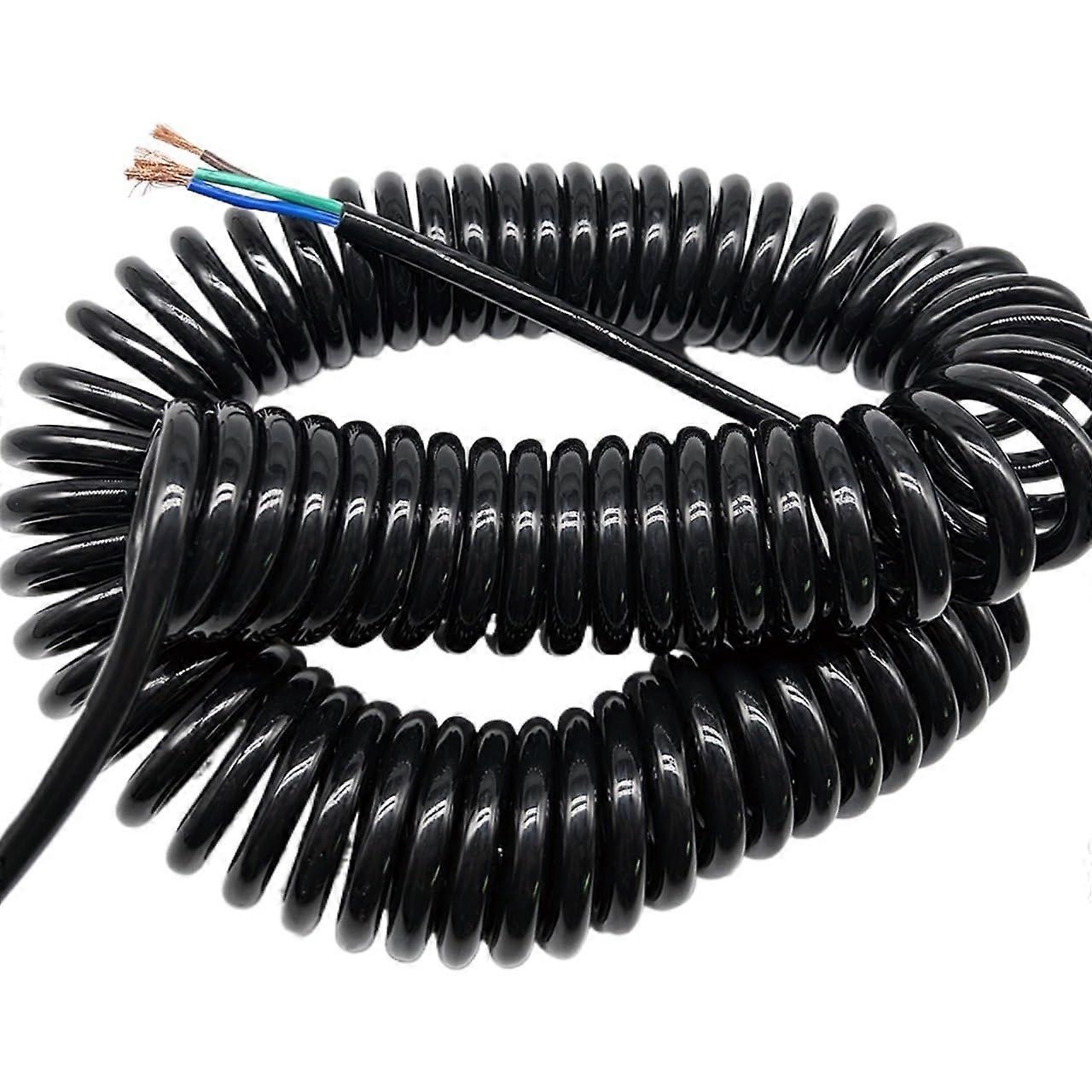 3-String Square Spiral Wire, 2.0mm Pure Copper, Black Telescopic Spiral Cable, 2 Meter Stretch Length