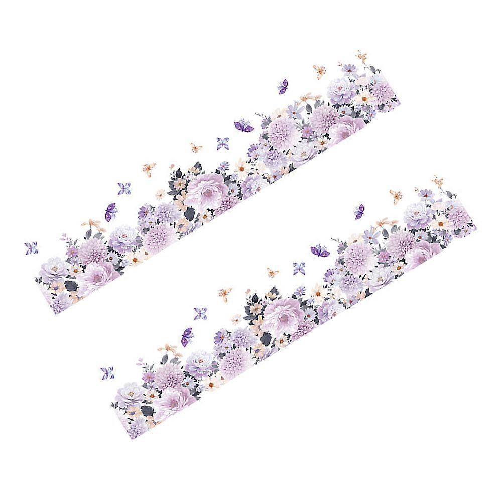 Wall Sticker Decoration Peony Pattern Stickers Purple 132.5x30cm Background Decoration PVC 2Pcs