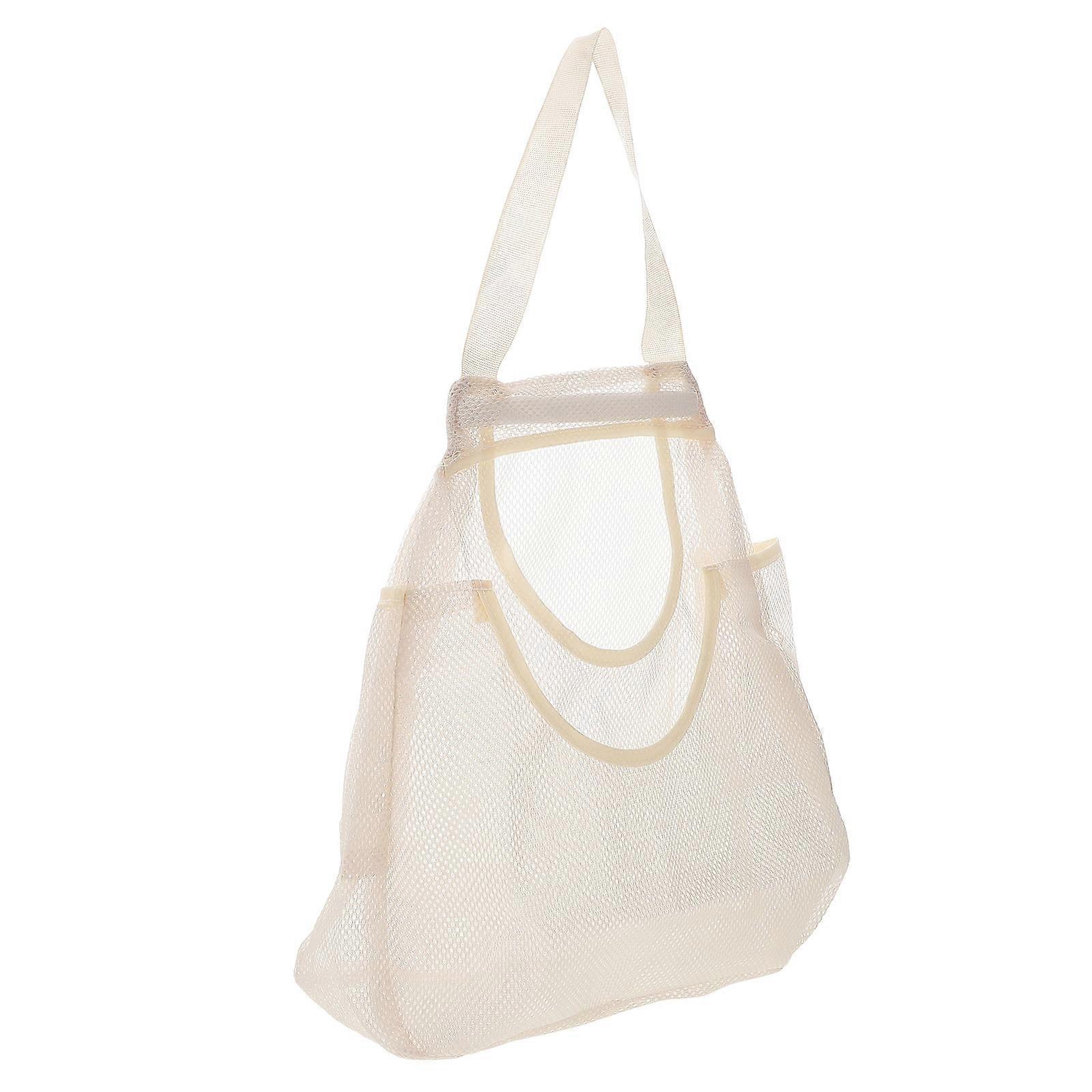 Garlic Storage Bag Reusable Hanging Mesh Bags Beige Rectangular For Home Organization Breathable Moisture Prevention 1Set