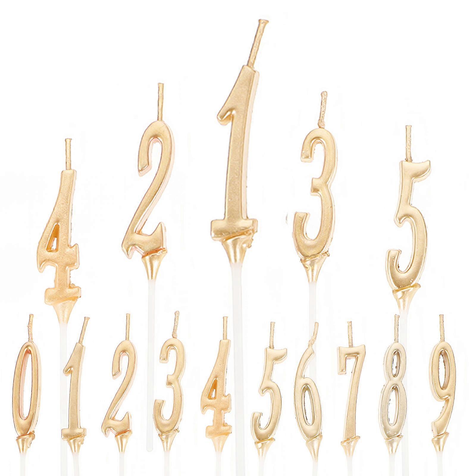 Decorative Candles for Cake Mini Number Candles Khaki 10.5X1CM Long Safe and Odorless Materials 20Pcs